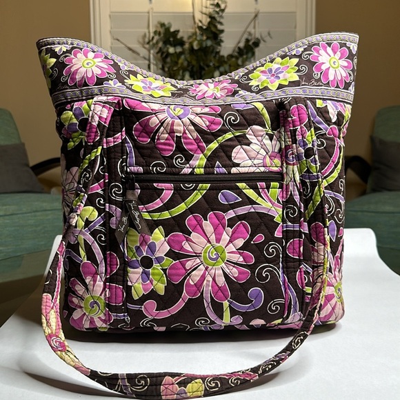 Large Vera Bradley brown and pink tote 💞 - Picture 1 of 11